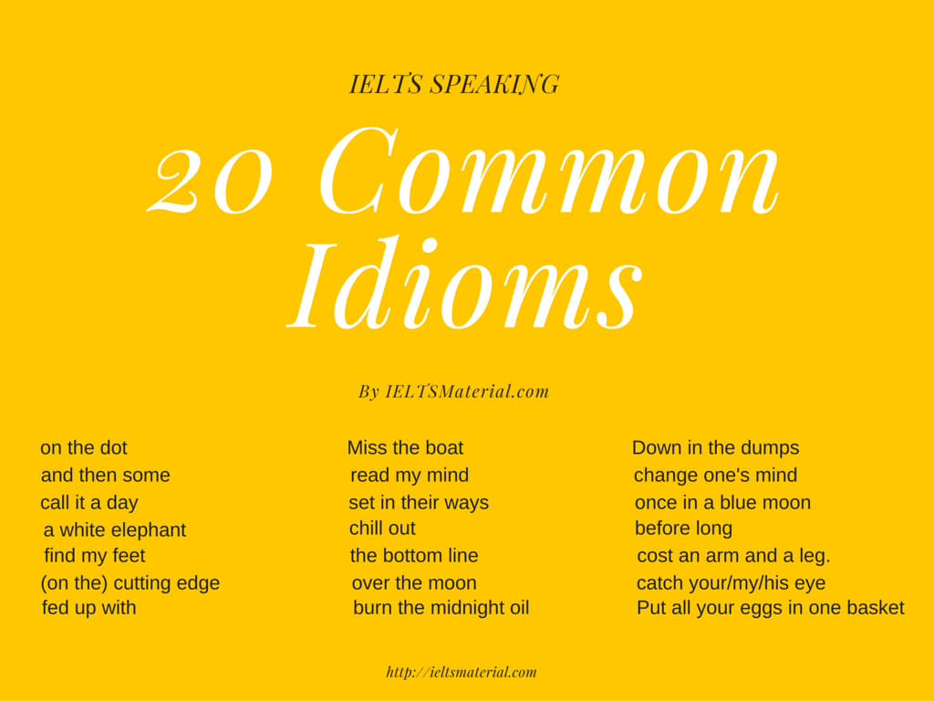 Most Used Idioms In Ielts Speaking