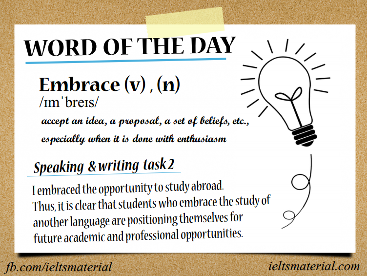 EMBRACE - WORD OF THE DAY (for Speaking and Writing Task 2)