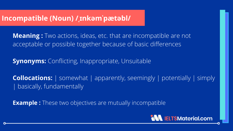 Incompatible – Word Of The Day For IELTS
