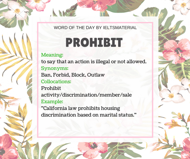 Prohibit Word Of The Day For IELTS Speaking And Writing