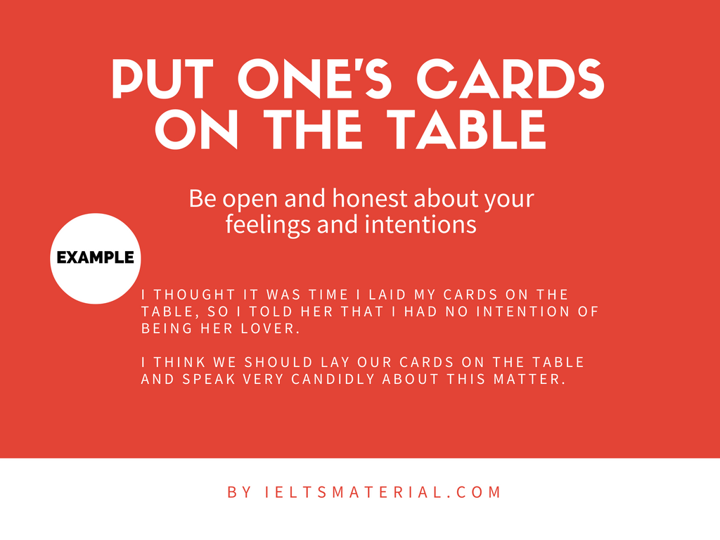 Idiom – Put one’s cards on the table