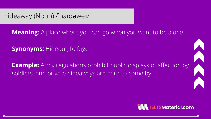 Hideaway - Word Of The Day For IELTS Speaking And Writing ...