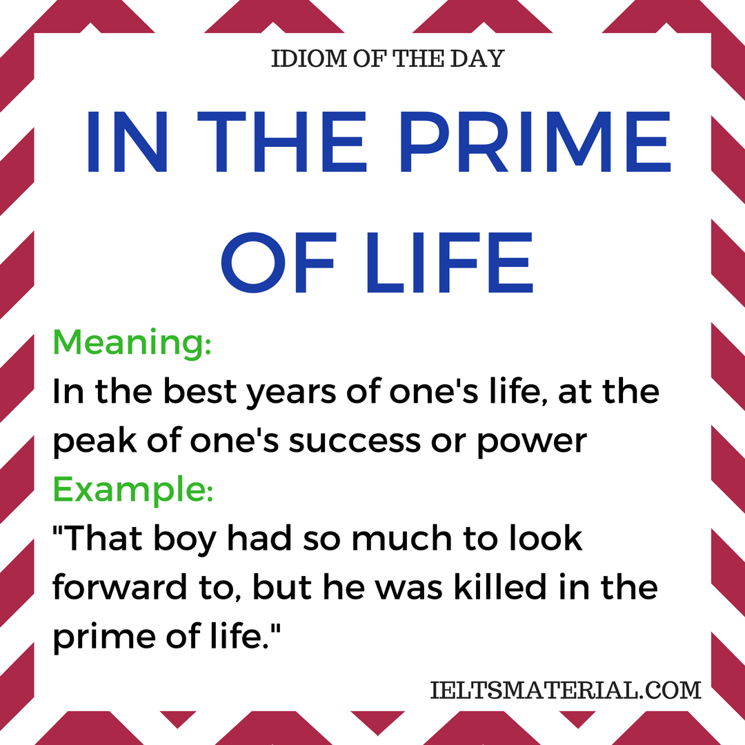 In The Prime Of Life – Idiom Of The Day For IELTS