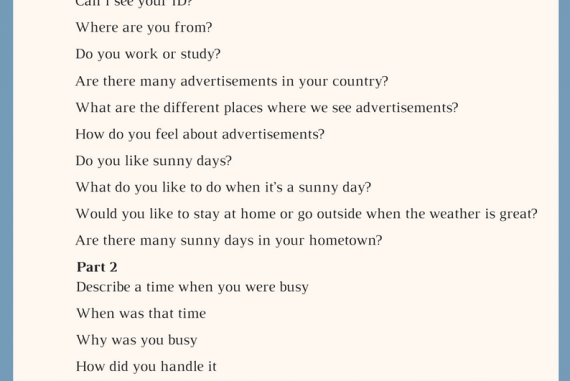Ielts Speaking Actual Test In Australia May 2017 Sample Answers