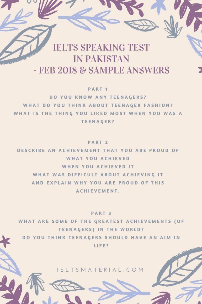 sample band ielts 9 answers IELTS Test Pakistan Sample & in Answers  2018 Feb  Speaking