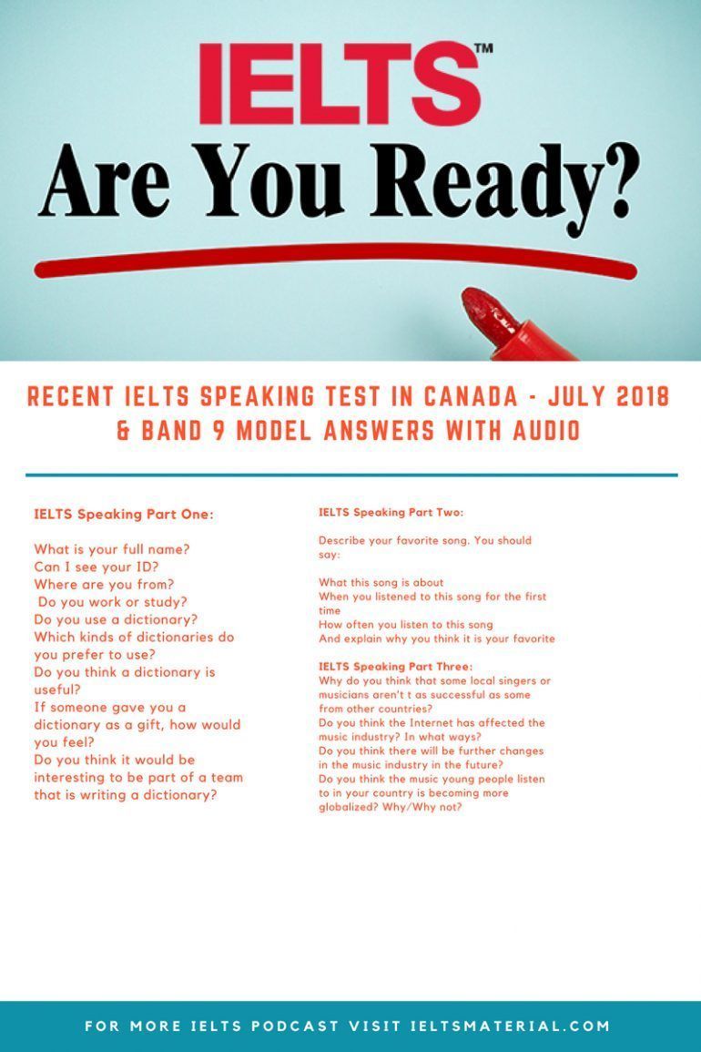 academic test 2018 pdf ielts practice Recent 2018 IELTS Speaking Test Canada July 9 in  Band  &