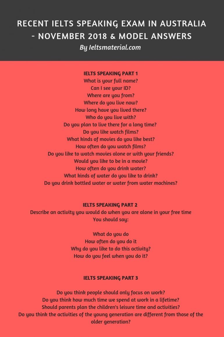 with Australia ... Speaking Exam IELTS in Recent November - 2018