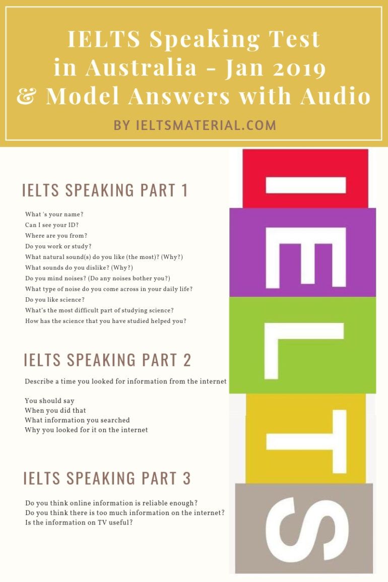 IELTS Speaking Test in Jan 2019 & Band 9 Model Answers