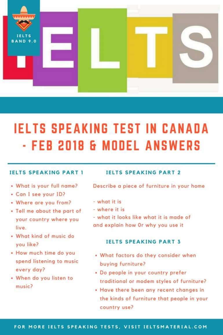 Ielts Speaking Test In Canada Feb 18 Model Answers