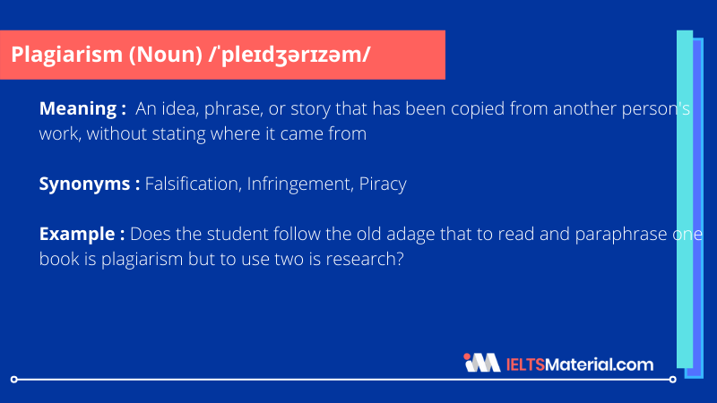 Plagiarism – Word Of The Day For IELTS