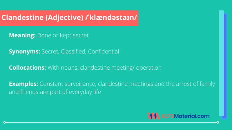 Clandestine – Word Of The Day For IELTS