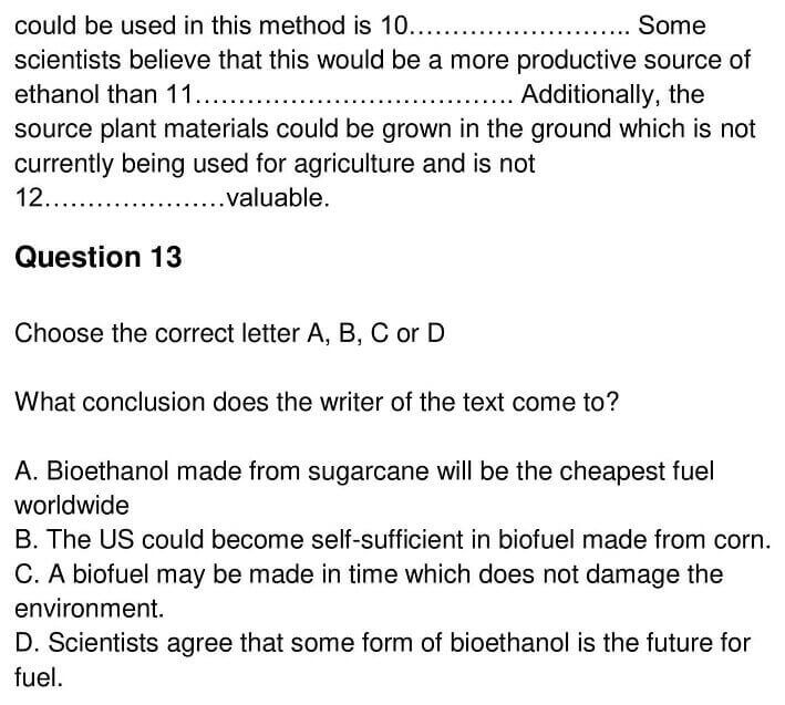 Biofuels Ielts Reading Answers Ieltsmaterial 