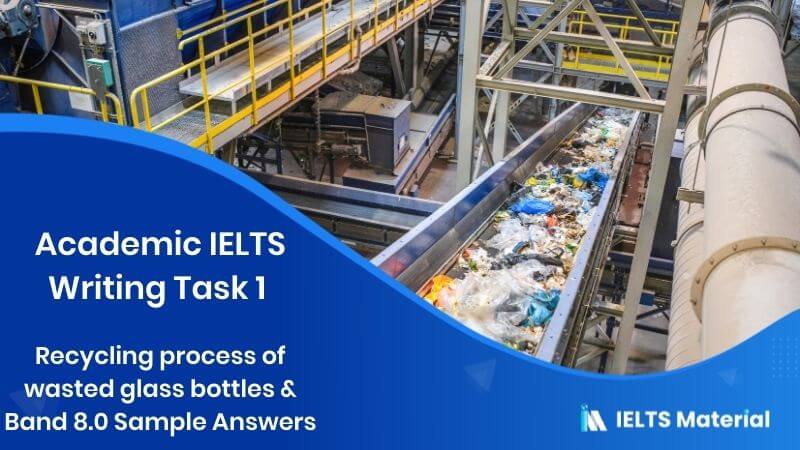 Academic IELTS Writing Task 1 – topic : Recycling process of wasted glass bottles & Band 8.0 Sample Answers