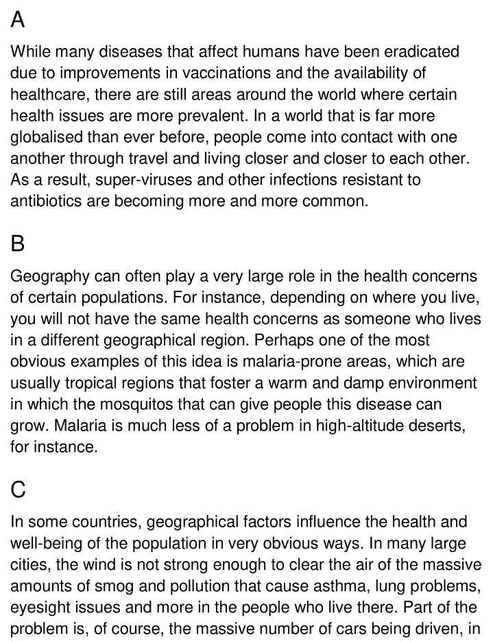 Intersection Of Health Sciences And Geography Ielts Reading Answers Ieltsmaterial 