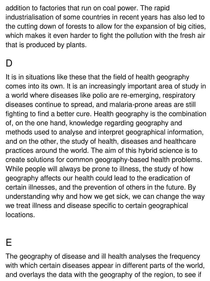 Intersection Of Health Sciences And Geography Ielts Reading Answers Ieltsmaterial 