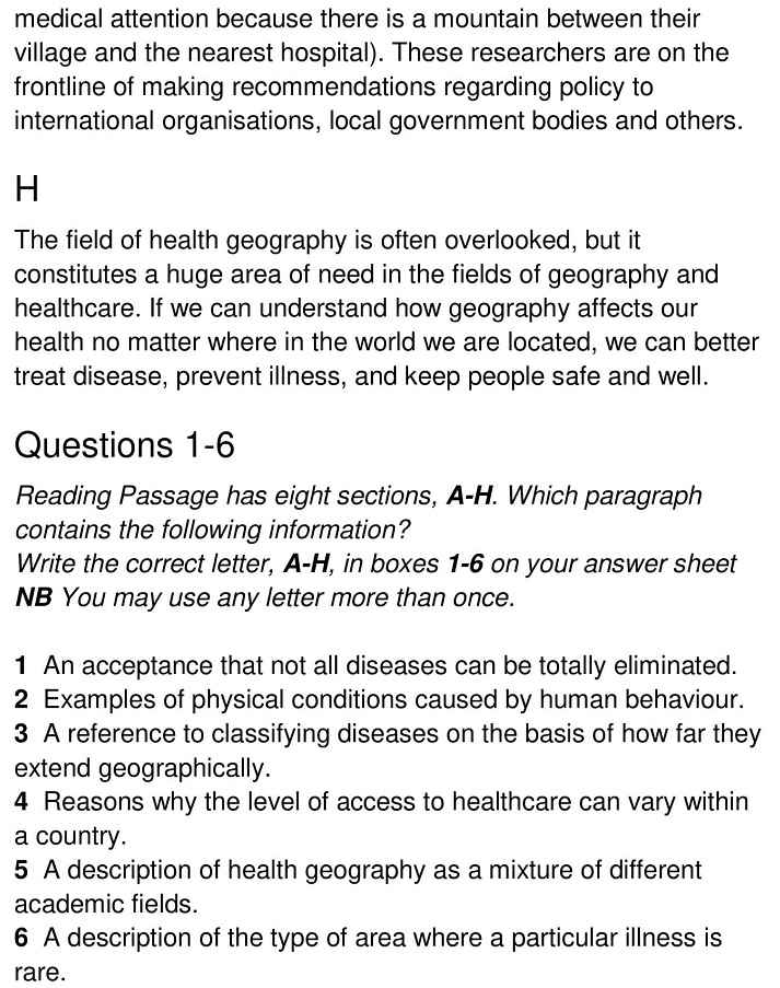 Intersection Of Health Sciences And Geography Ielts Reading Answers Ieltsmaterial 