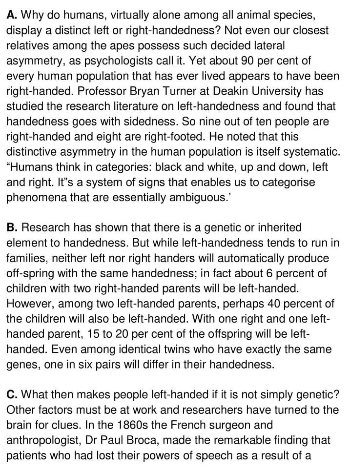 Right and left handedness in humans - 0001