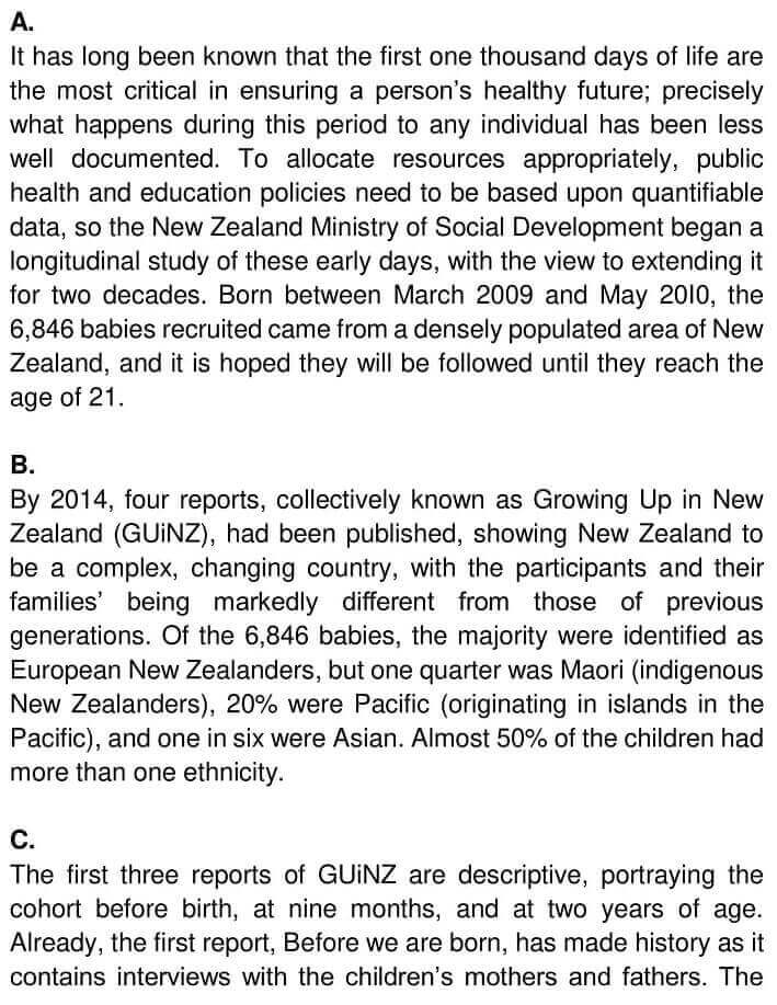 IELTS Academic Reading ‘Growing up in New Zealand’ Answers - 0001