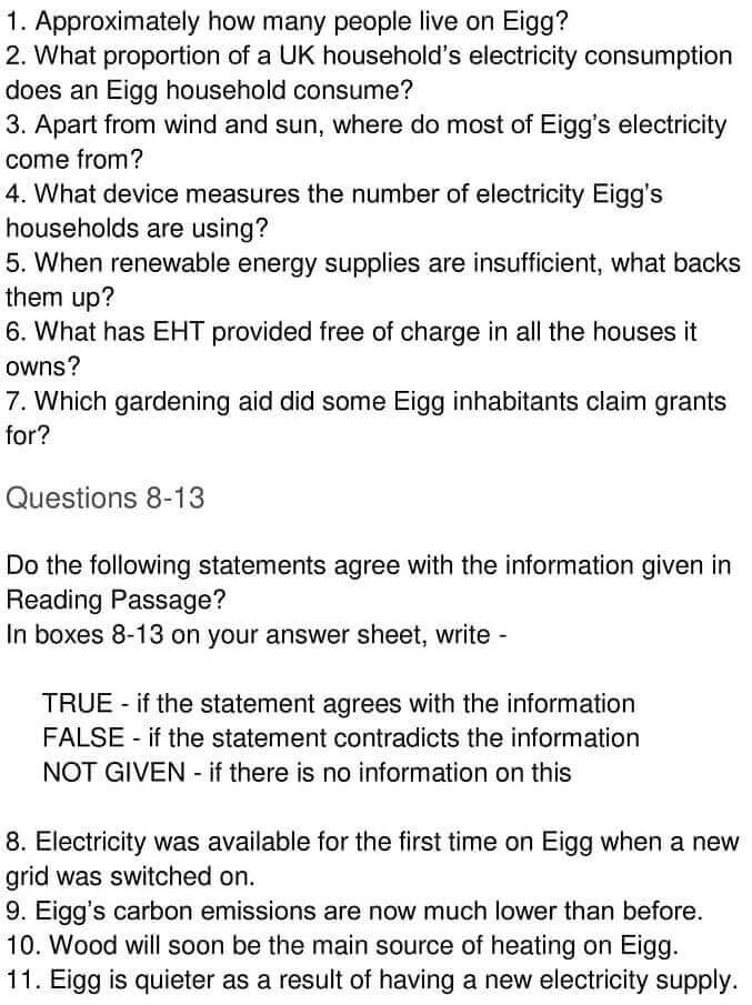 IELTS Academic Reading ‘Reducing electricity consumption on the Isle of Eigg’ Answers - 0005