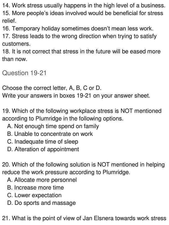 IELTS Academic Reading ‘Stress of Workplace’ Answers - 0005