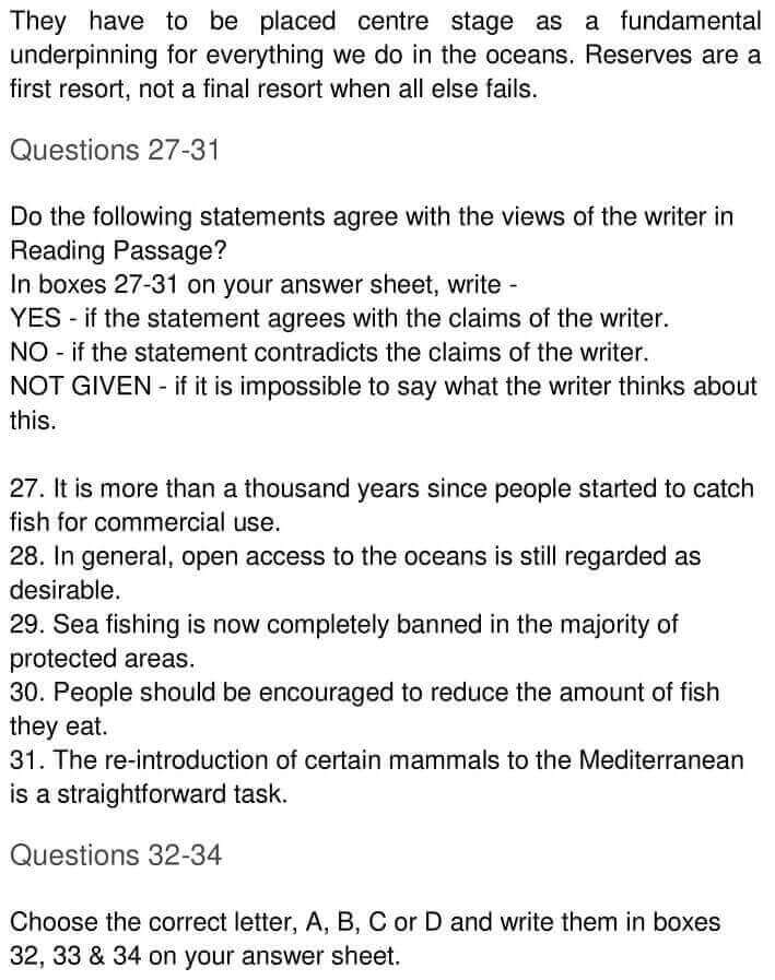 IELTS Academic Reading ‘The Future of fish’ Answers - 0004