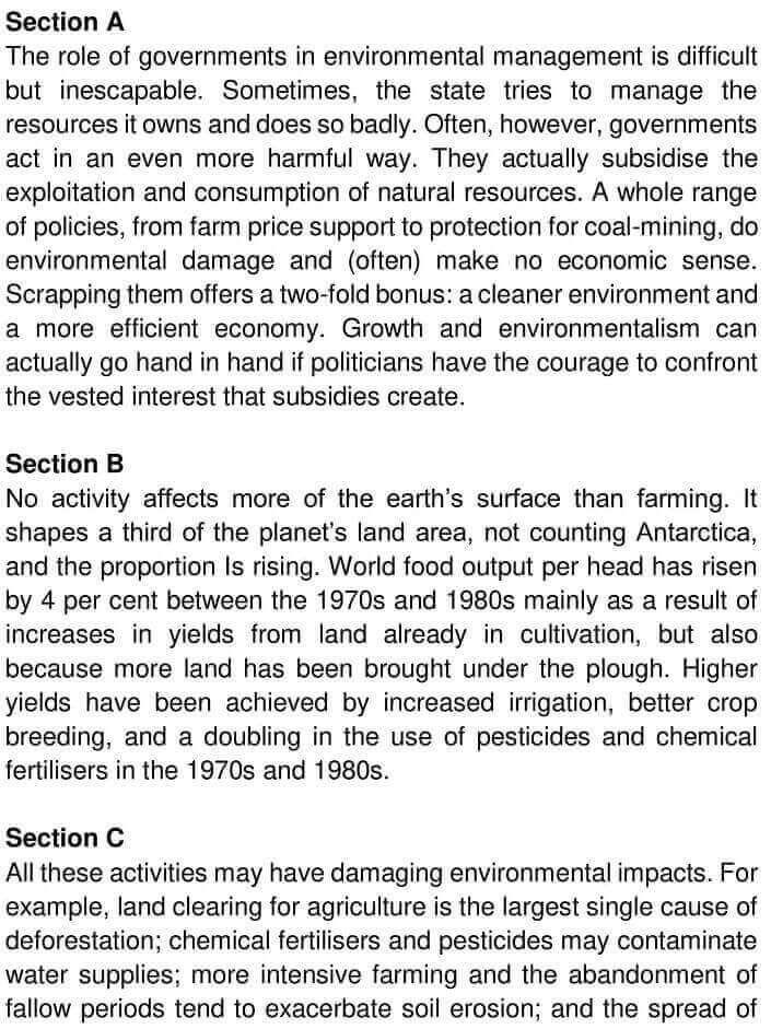 IELTS Academic Reading ‘The Role of Government in Environmental Management’ Answers - 0001
