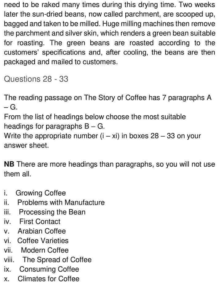 IELTS Academic Reading ‘The Story of Coffee’ Answers - 0004