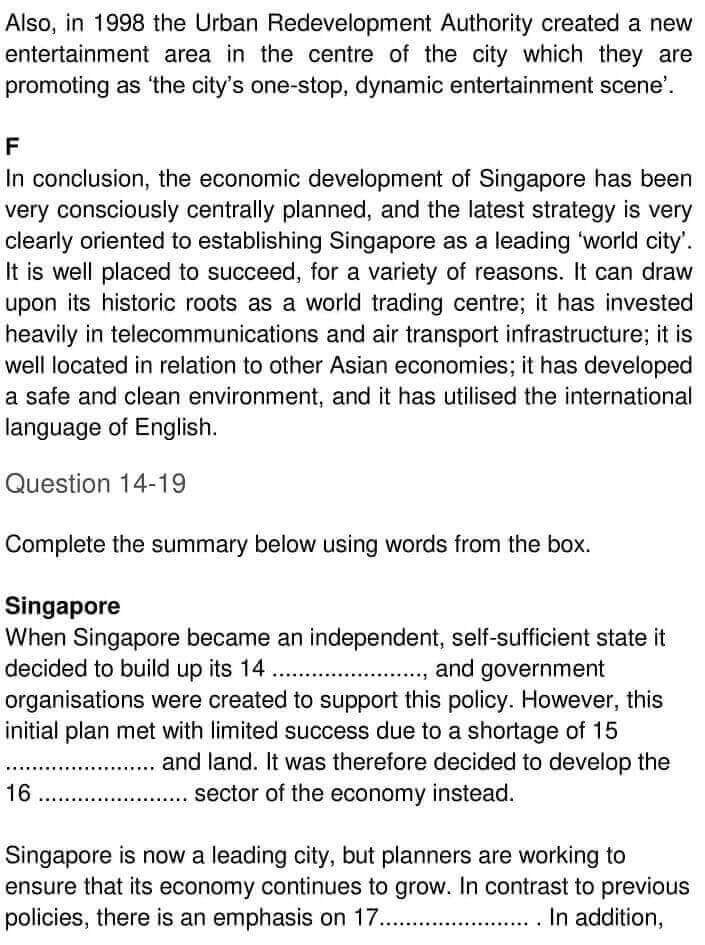 IELTS Academic Reading ‘Urban planning in Singapore’ Answers - 0004