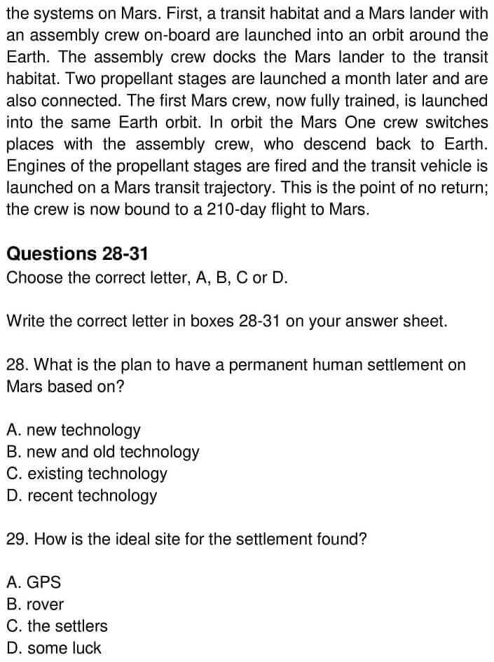 Mission To Mars IELTS Reading Answers | IELTSMaterial.com