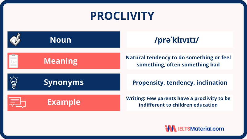Proclivity – Word of the Day for IELTS Speaking & IELTS Writing