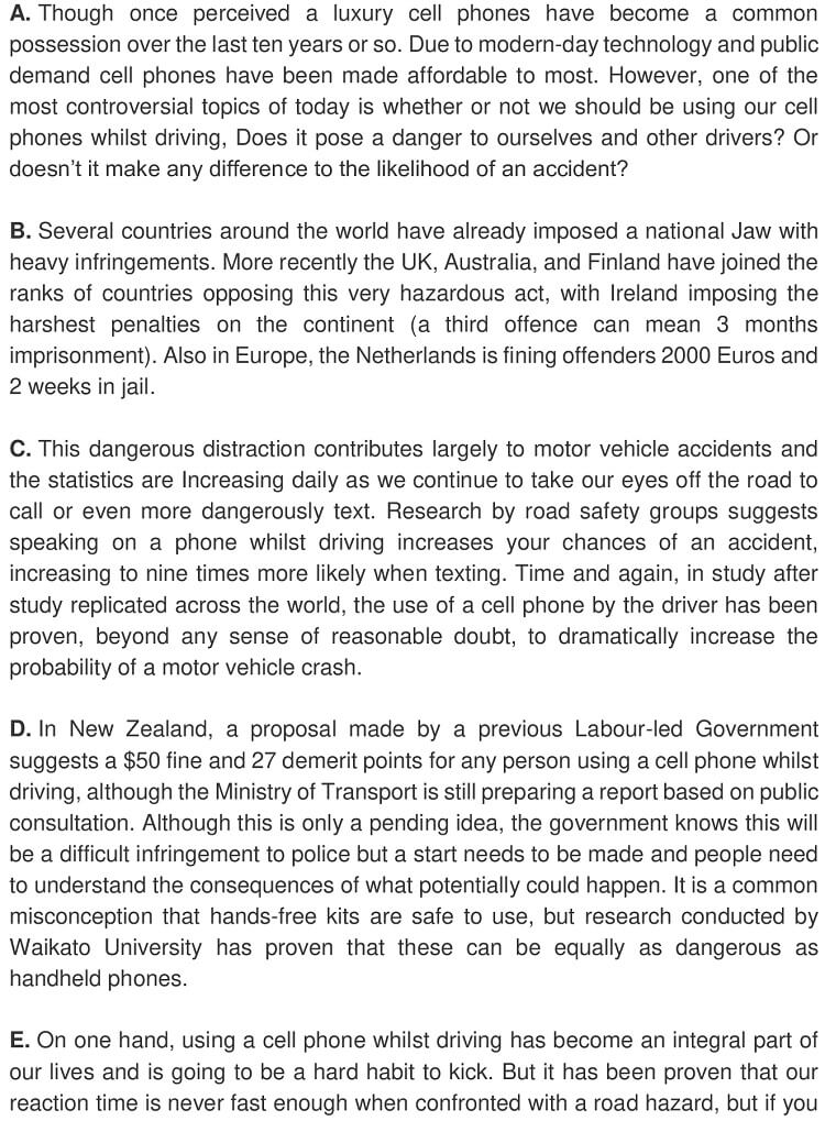 Mobile Phones And Driving