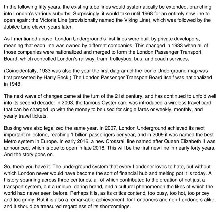 A Brief History of London Underground 1