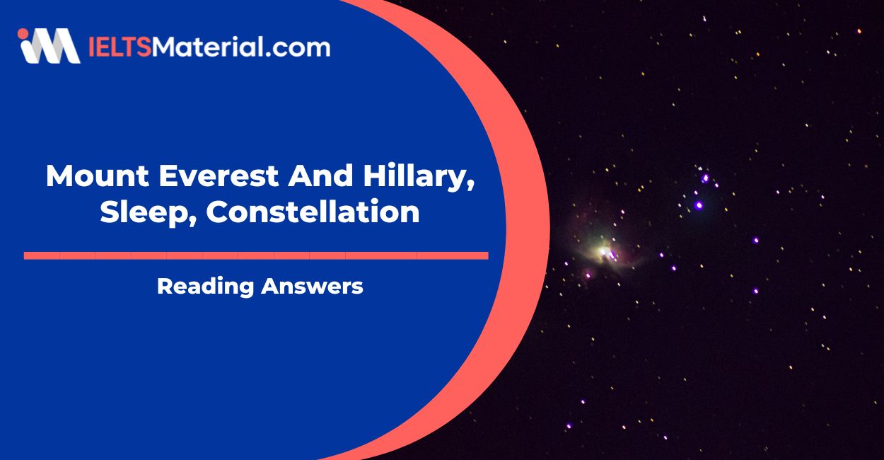 Mount Everest And Hillary, Sleep, Constellation Reading Answers