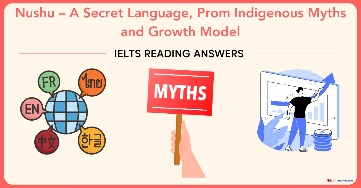 Nushu: A Secret Language, Prom Indigenous Myths and Growth Model  – IELTS Reading Answers