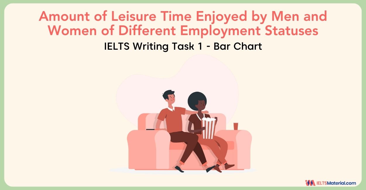Amount of Leisure Time Enjoyed by Men and Women of Different Employment Statuses – Bar Chart