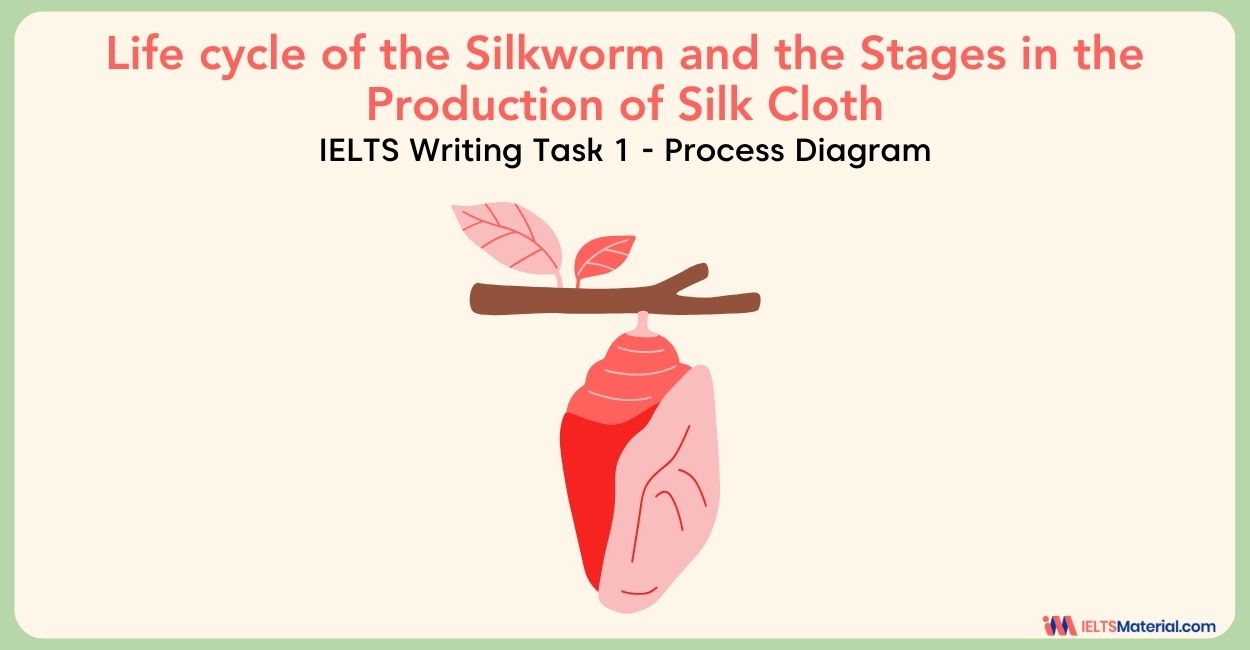 The Diagrams below Show the life cycle of the Silkworm and the Stages in the Production of Silk Cloth- IELTS Writing Task 1