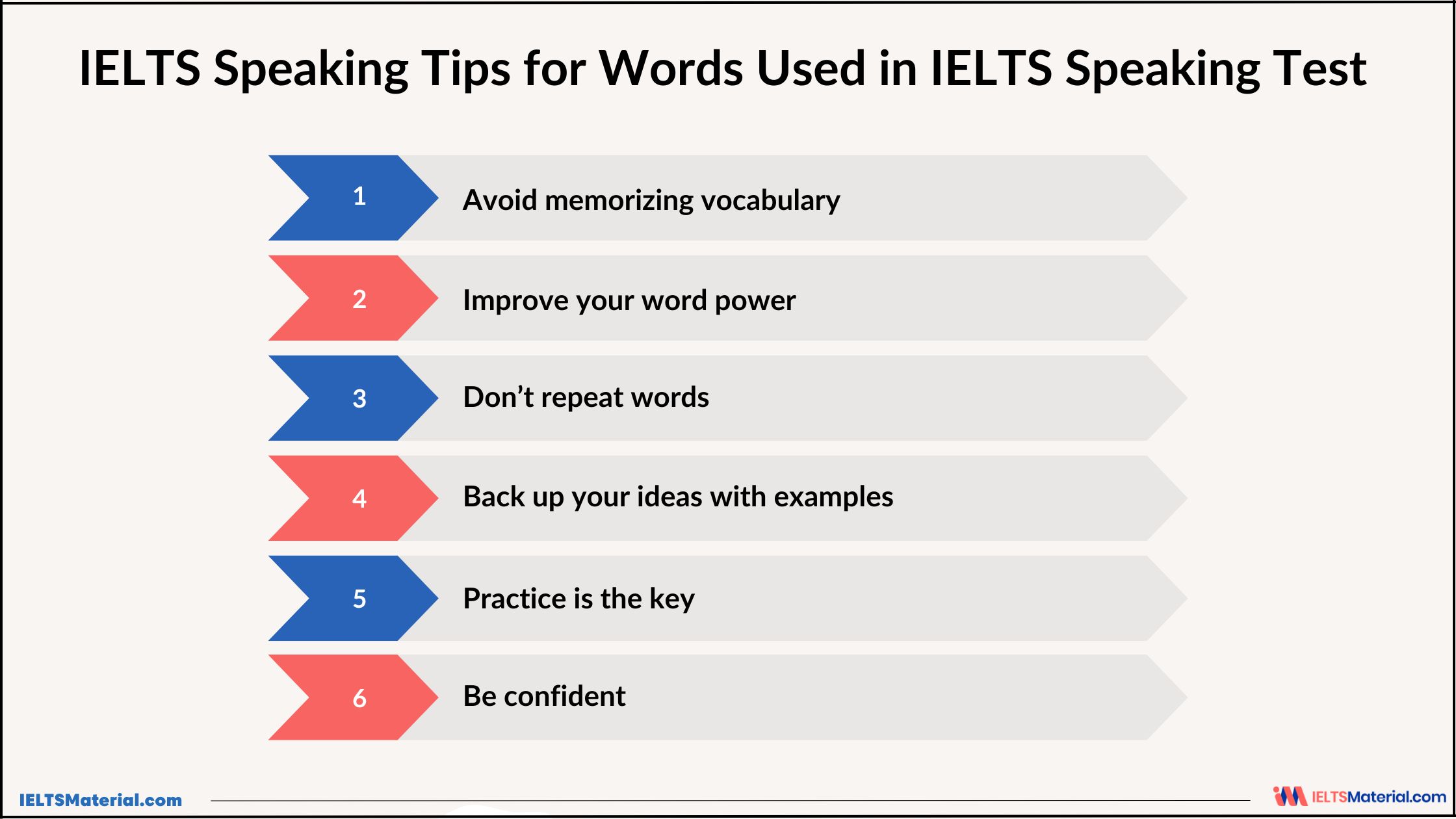 Tips for Words Used in IELTS Speaking Test