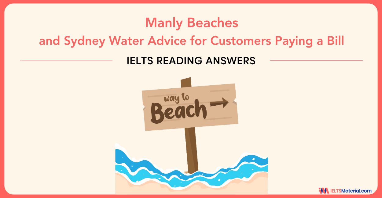 Manly Beaches and Sydney Water Advice for Customers Paying a Bill – IELTS Reading
